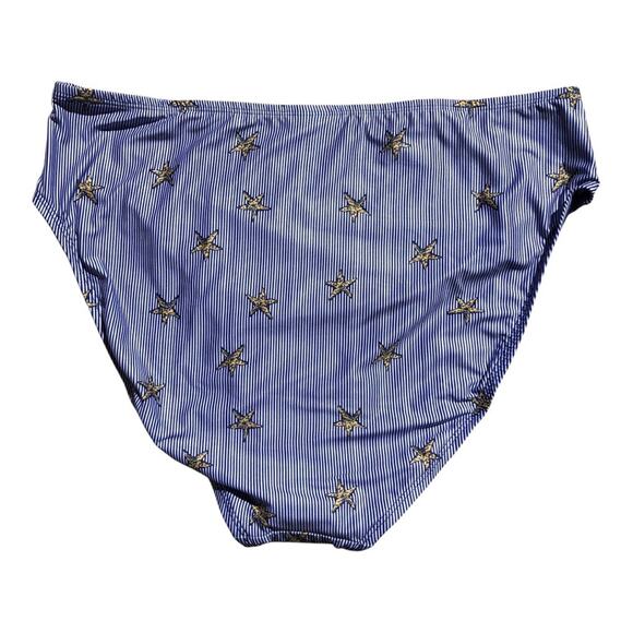 ModCloth NIP Franky Blue White Stripe Gold Starfish High-Waisted Bikini Bottom - Picture 7 of 12